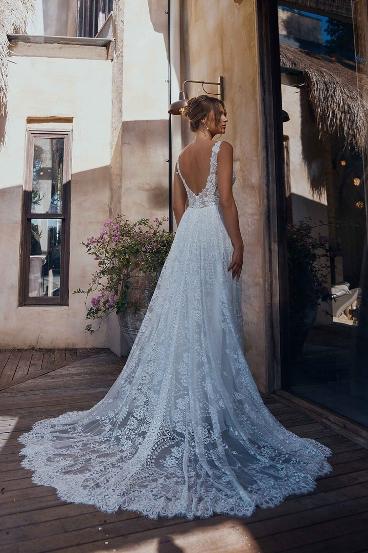 Calypso lace wedding dress from back