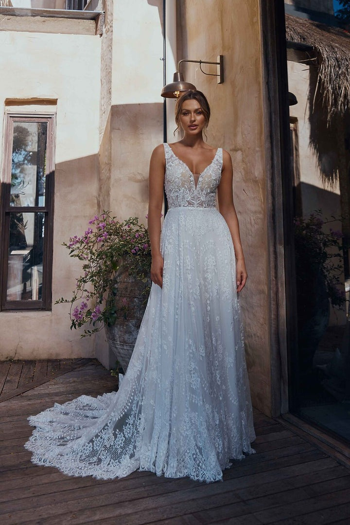 Calypso lace wedding dress