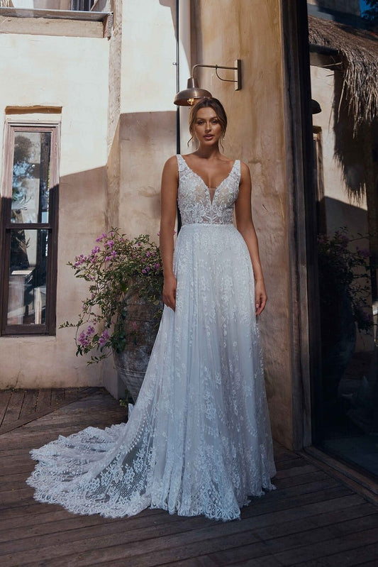 Calypso lace wedding dress